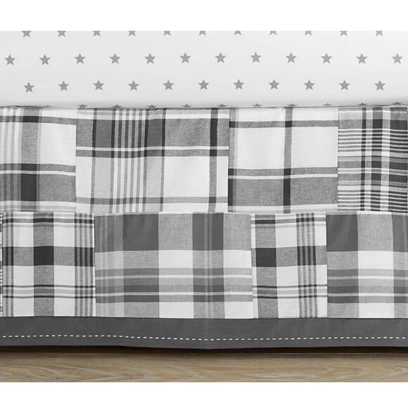 NWT POTTERY BARN Baby MADRAS CRIB SKIRT GRAY PLAID. SIZE 28" x 52" Cottage - Picture 3 of 4